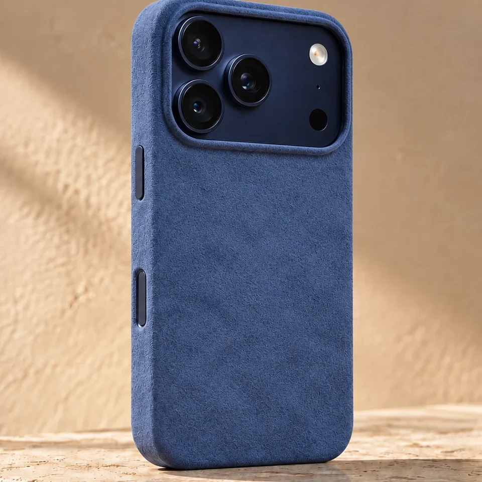 Blue case on an iPhone Pro